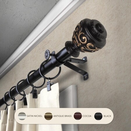 Central Design 0.8125 in. Harmony Curtain Rod with 48 to 84 in. Extension, Black 4889-482